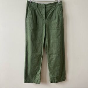 J. Crew Olive Green Pleated Wide-Leg Trousers Chinos for Women Size 6